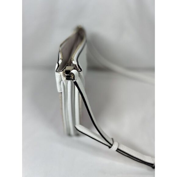 Kate Spade Leila Triple Gusset Canvas‎ Leather Crossbody Pink White Stripe SMALL - Picture 6 of 14